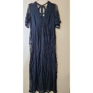 ICE‎ BIRD Lace Embroidered Maxi Dress Size L Castlecore Romantic Royal Whimsical